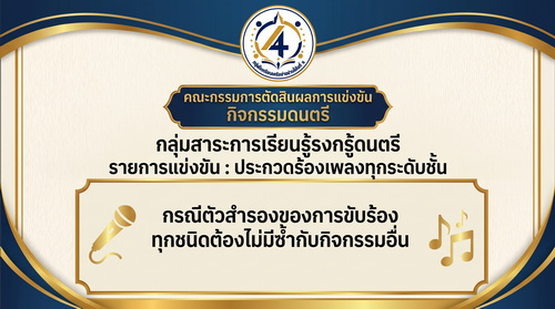 แจ้งจากคณะกรรมการตัดสิน การประกวดร้องเพลงทุกระดับชั้น กิจกรรมดนตรี
